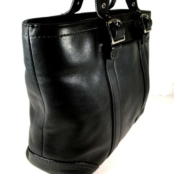 Coach F10194 Hampton Vintage Black Smooth Leather Tote Shoulder Bag - Picture 4 of 12